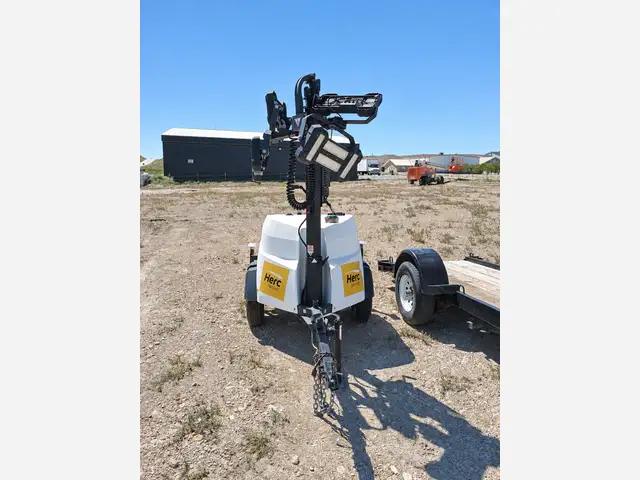 Towable diesel light tower · Mast lowered for transport